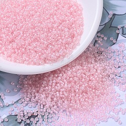 Miyuki runde Rocailles Perlen, japanische Saatperlen, (rr203) rosa gefütterter Kristall, 11/0, 2x1.3 mm, Bohrung: 0.8 mm, über 1100pcs / Flasche, 10 g / Flasche