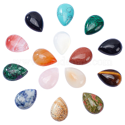 Cabochons en pierres gemmes, goutte , 25x18x6~7mm, 1 pcs / couleur, 15 pcs / boîte