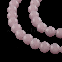Imitation Jade Glass Beads Strands, Spray Painted, Round, Salmon, 10mm, Hole: 1.3~1.6mm, about 80pcs/strand, 31.4 inch