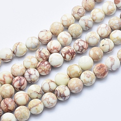 Brins de perles de jaspe impérial naturel, mat, ronde, beige, 10mm, Trou: 1mm, Environ 39 pcs/chapelet, 15.7 pouce