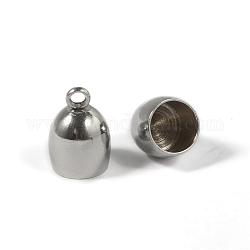 304 Stainless Steel Cord Ends, End Caps, Stainless Steel Color, 14x10mm, Hole: 2.5mm, Inner Diameter: 8mm