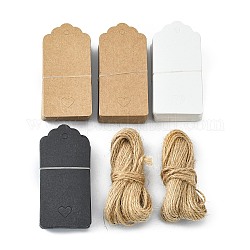 Jewelry Display Paper Price Tags, with Jute Twine Set, Mixed Color, 95x45mm