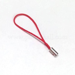 Sangle de téléphone portable, coloré bricolage courroies de téléphone cellulaire, boucle de cordon en nylon avec emembouts en alliage, rouge, 50~60mm