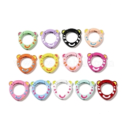 Spray Painted Alloy Spring Gate Rings, Ring with Tiger Ears, Mixed Color, 27.5x27x4mm