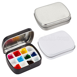 PH PandaHall 3 Sets 3 Colors Empty Watercolor Palette, Small Mini Tiny Tin Box Paint Tray Palettes with Plastic 12 Grids for DIY Travel Watercolor Palette, Acrylic and Oil Painting