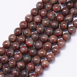 Natural Brecciated Jasper Beads Strands, Round, 8mm, Hole: 1mm, about 48pcs/strand, 15.74 inch