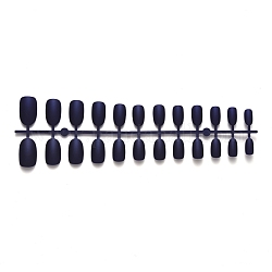 12 unghie finte corte francesi smerigliate naturali di diverse dimensioni, punte complete di unghie finte, per donna ragazze fai da te nail art design, blu notte, 13~22.5x7~14mm, 24 pc / set