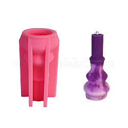 Moldes de silicona para velas perfumadas con geometría de pilar acanalado, moldes para hacer velas, moldes para velas de aromaterapia, color de rosa caliente, 7.2x14.5 cm