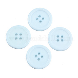 Bottoni di plastica a 4 foro, rotondo e piatto, azzurro, 22x2mm, Foro: 2 mm