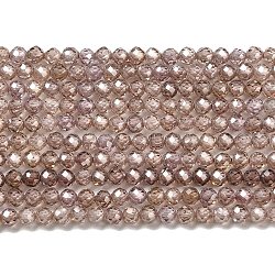 Brins de perles de zircon cubique, facettes rondelle, chameau, 3mm, Trou: 0.6mm, Environ 131 pcs/chapelet, 15.16 pouce (38.5 cm)