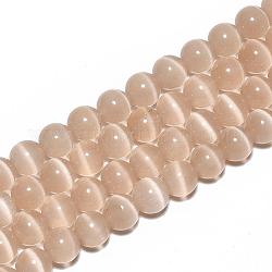 Chapelets de perles d'œil de chat, ronde, burlywood, 6mm, Trou: 1mm, Environ 66 pcs/chapelet, 14 pouce