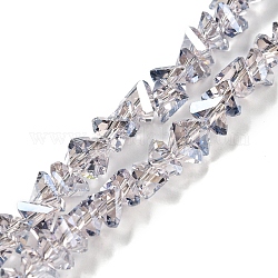 Chapelets de perles en verre transparent électrolytique, perle plaquée lustre, triangle facettes, gris clair, 4.5x4.5x5.5mm, Trou: 1.2mm, Environ 88~89 pcs/chapelet, 10.83''~11.02'' (27.5~28 cm)