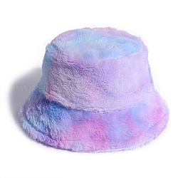 Winter-Eimerhut aus Kunstkaninchenfell, weiche warme Mütze für Frauen, Flieder, 27~30x23 cm