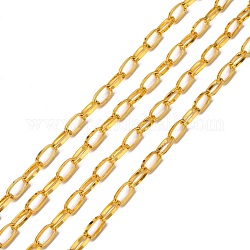 Железные скрепки цепи, Плоско-овальные, тянутые удлиненные кабельные цепи, несварные, с катушкой, золотые, 13x6x2 мм, около 164.04 фута (50 м) / рулон