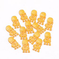 Boutons acryliques avec 2 trou, garçon, orange, 21x12x2.5mm, Trou: 1.5mm