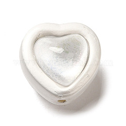 Lega e perle di vetro trasparente, opaco color argento, perline a forma di cuore su due lati, chiaro, 11x11.5x10.5mm, Foro: 1 mm