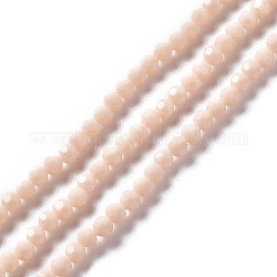 Fili di perle di vetro sfaccettate (32 sfaccettatura)., tondo, bisque, 4mm, Foro: 1 mm, circa 99~107pcs/filo, 14.09~15.43'' (35.8~39.2 cm)