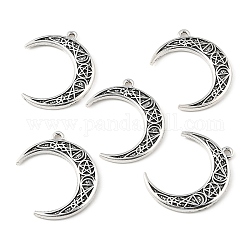 Pendente in lega stile tibetano, luna, argento antico, 30x24x2.5mm, Foro: 1.8 mm
