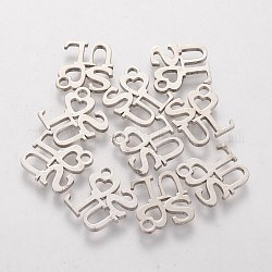 201 Stainless Steel Charms, Word SOUL, Stainless Steel Color, 10x10x1mm, Hole: 1mm