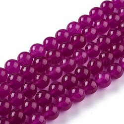 天然石ホワイトジェイドビーズ  ラウンド  染め  赤ミディアム紫  10mm  穴：1.2mm  約38個/連  14.96''（38センチメートル）