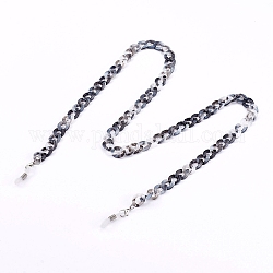 Brillenketten, Halsband für Brillen, mit blickdichten Acryl-Kabelketten und Gummischlaufenende, Platin Farbe, dunkelgrau, 26 Zoll (66 cm)