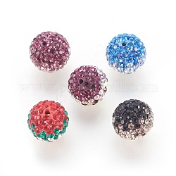 Austrian Crystal Beads, Pave Ball Beads, with Polymer Clay Inside, Round, Mixed Color, 12mm, Hole: 1mm