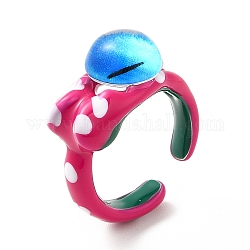 Акриловое кольцо-манжета с двойным глазом дракона, кольцо из сплава эмали для женщин, средне фиолетовый красный, размер США 6 (16.5 мм)