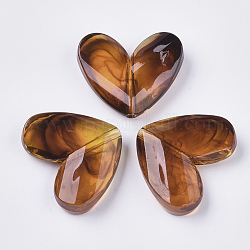 Perline acrilico trasparente, gemstone imitato, cuore, sella marrone, 27.5x33x8.5mm, foro: 3mm, circa 103pcs/500g
