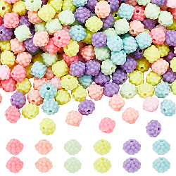 Perle di plastica opache, perline bacca, waxberry, colore misto, 9.5x10mm, Foro: 1.8 mm, circa 1420pcs/scatola
