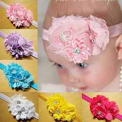 Elastic Baby Headbands, with Random Color Elastic Cord, Cloth Flower Girl Headband, Mixed Color, 112mm