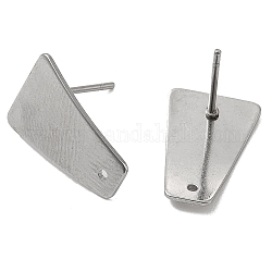 201 Stainless Steel Stud Earrings Finding, with 304 Stainless Steel Pins, Trapezoid, Stainless Steel Color, 16x10.5mm, Hole: 1mm, Pin: 0.7mm