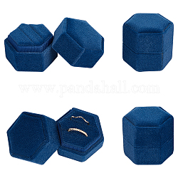 Scatole per anelli in velluto nbeads, esagono, Blue Marine, 1-3/4x1-7/8x1-3/4 pollice (4.3x4.9x4.3 cm)