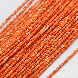 Synthetischen fossilen Perlen Stränge, gefärbt und erhitzt, Runde, orange rot, 2 mm, Bohrung: 1 mm, ca. 200 Stk. / Strang, 15.74 Zoll