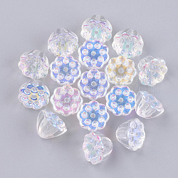 Transparent Glass Beads, AB Color Plated, Lotus Pod, Clear AB, 10x7.5mm, Hole: 1mm