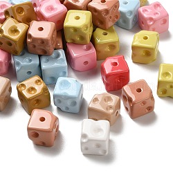 Acrylic Beads, Imitation Cheese, Cube, Mixed Color, 14.5x14.5x14.5mm, Hole: 2.5mm
