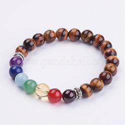 Perle semi preziose naturali si estendono bracciali, con ciambella distanziatori in lega di stile tibetano, 1-7/8 pollice ~ 2 pollici (49~51 mm)