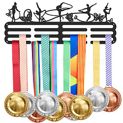 Scaffale da parete espositore porta medaglie in ferro alla moda, tema sportivo, con viti, azioni ginniche, modello di farfalla, 150x400mm