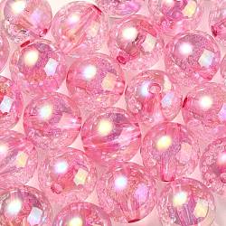 Placage uv perles acryliques irisées arc-en-ciel transparentes, perles à bulles, ronde, Prune, 15~15.5x15.5~16mm, Trou: 2.6~2.7mm
