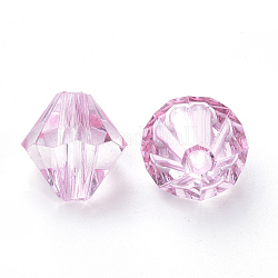 Abalorios de acrílico transparentes, bicono, rosa, 10x10mm, agujero: 2.5 mm, aproximamente 1323 unidades / 500 g