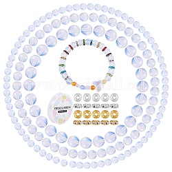 175 pièces de perles rondes en opalite synthétique pour la fabrication de bijoux à bricoler soi-même, avec des perles d'espacement en fer strass, Fil cristal, fil élastique, perles d'opalite synthétique: 175 pièces/ensemble