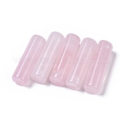 Colgantes naturales de cuarzo rosa, columna, 34~36x10~10.5mm, agujero: 2 mm