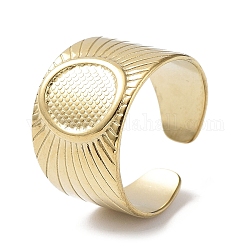 304 Stainless Steel Open Cuff Ring Findings, Bezel Cup Ring Settings, Oval, Real 18K Gold Plated, Inner Diameter: 18mm, Tray: 10x9mm