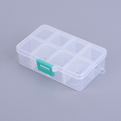 Boîte en plastique de stockage d'organisateur, boîtes diviseurs réglables, rectangle, blanc, 11x7x3 cm, 1 compartiment: 3x2.5cm, 8 compartiment / boîte