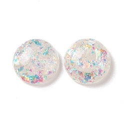 Cabochons en résine imitation opale, dos plat rond, clair, 8x2.5mm