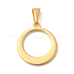 304 ciondoli in acciaio inossidabile, anello rotondo, oro, 23.5x20.5x1.5mm, Foro: 3x6.5 mm