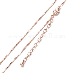 Messing Bar Link Kette Halsketten, langlebig plattiert, Echtes rosafarbenes Gold überzogen, 16.14 Zoll (41 cm)