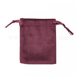 Бархатные сумки на шнурке для украшений, с атласной лентой, прямоугольные, огнеупорный кирпич, 10x8x0.3 см