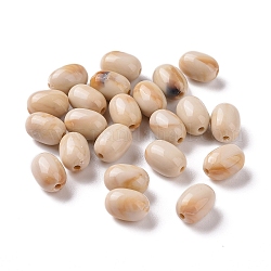 Perle acriliche opache bicolore, barile, grano, 10.5x7~7.5mm, Foro: 1.6 mm, 130pcs/500g