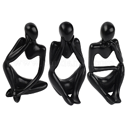 Gorgecraft 3pcs 3 style résine synthétique décorer, en forme humaine, noir, 60~76x50~58x124~127mm, 1pc / style