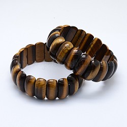 Bracelets extensibles avec perles en œil de tigre naturel, rectangle, 2-1/8 pouce ~ 2-1/4 pouces (5.5~5.6 cm)